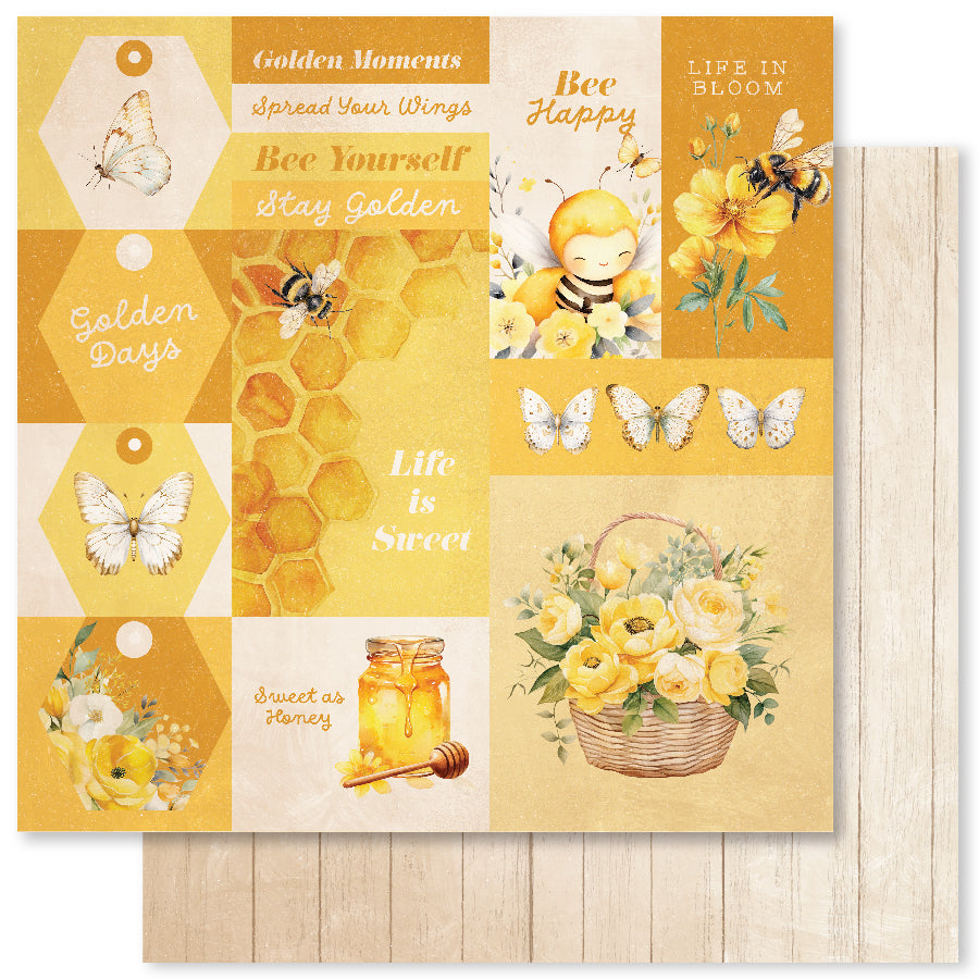 Bees & Butterflies Basics A 12x12 Paper (12pc Bulk Pack) 33564 - Paper Rose Studio