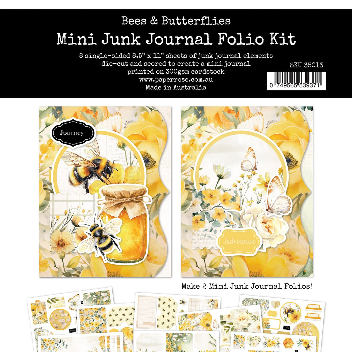 Bees and Butterflies 8.5x11" Mini Junk Journal Folio Kit 35013 – Paper ...