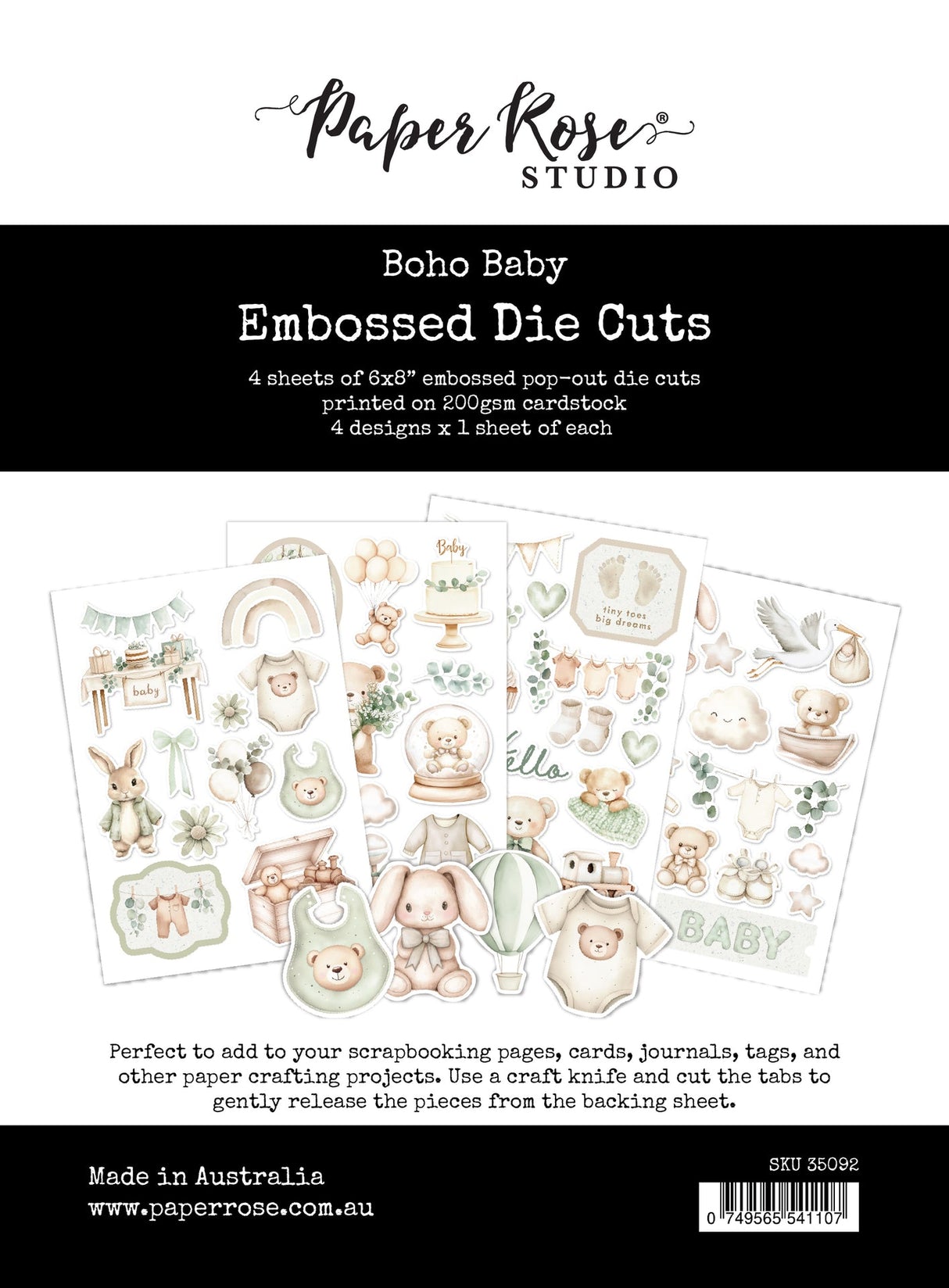 Boho Baby Embossed Die Cuts 35092 - Paper Rose Studio