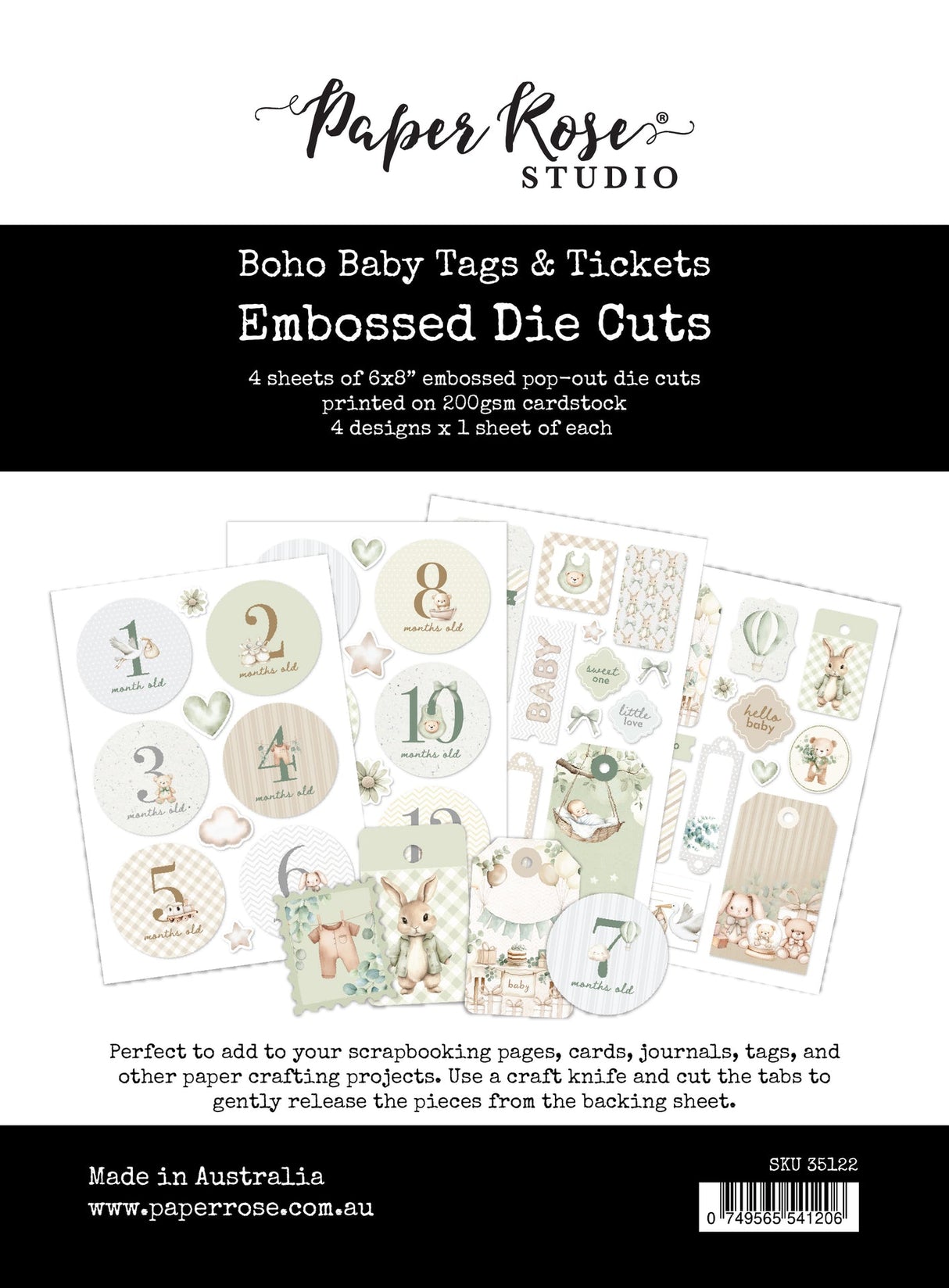 Boho Baby Basics Tags & Tickets Embossed Die Cuts 35122 - Paper Rose Studio