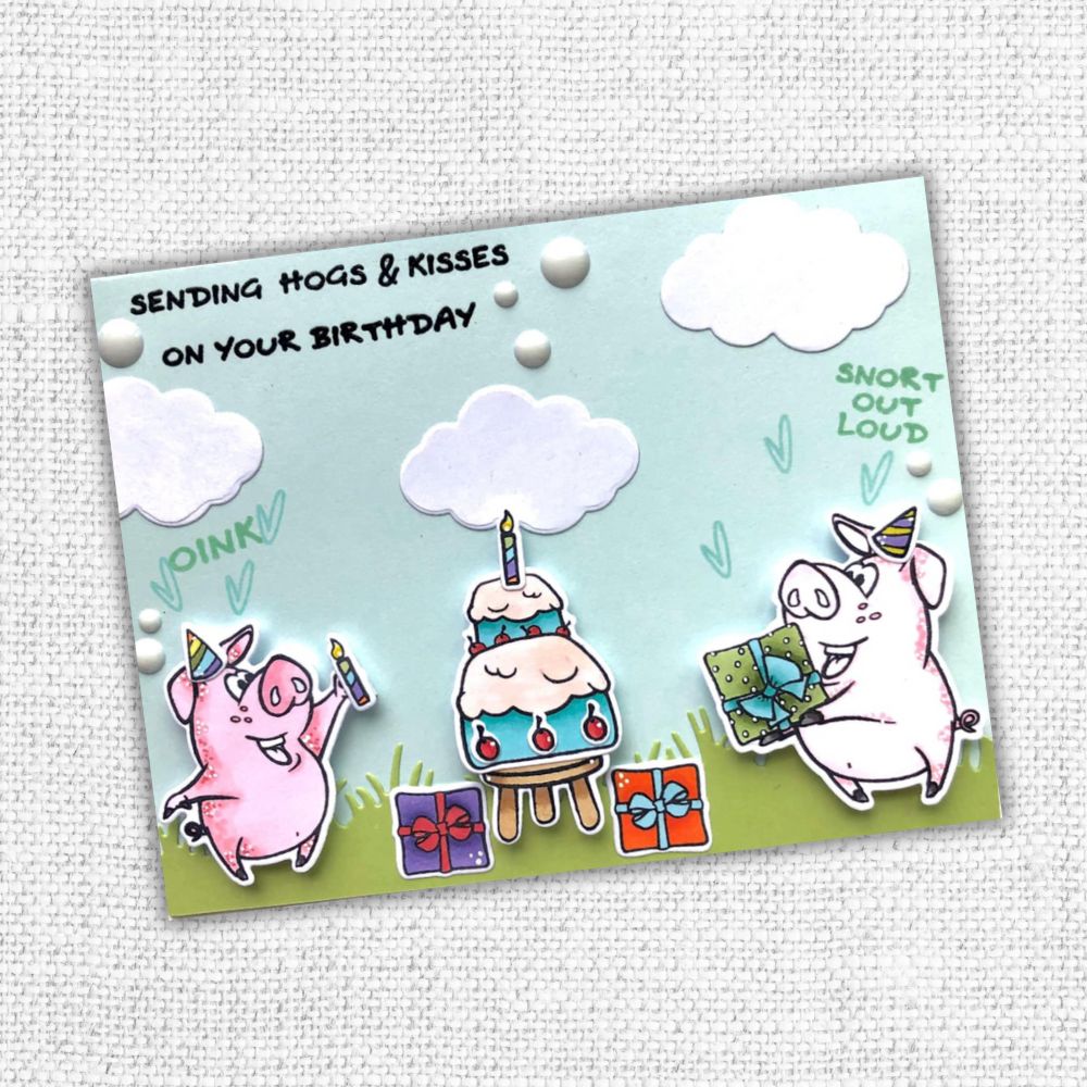Hogs & Kisses CLEAR STAMP & DIE SET 18630 18631 DISCONTINUED - Paper Rose Studio