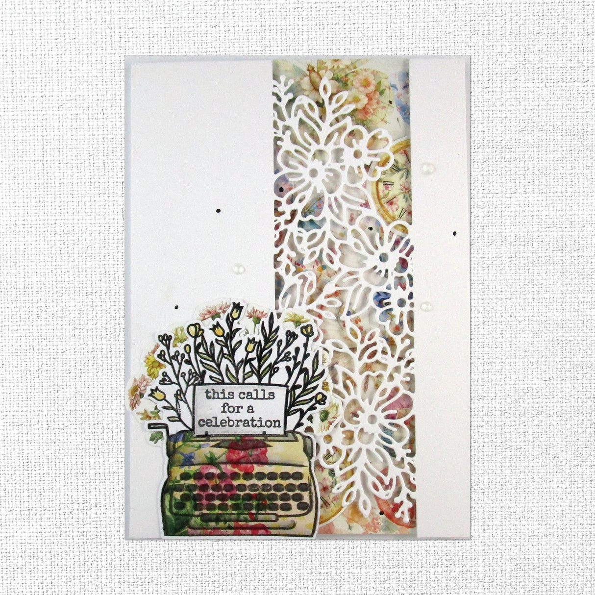 Vintage Floral Phone & Typewriter Clear Stamp 34476 - Paper Rose Studio