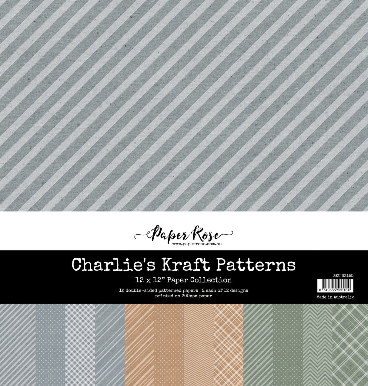 Charlie's Kraft Patterns 12x12 Paper Collection 33150 - Paper Rose Studio
