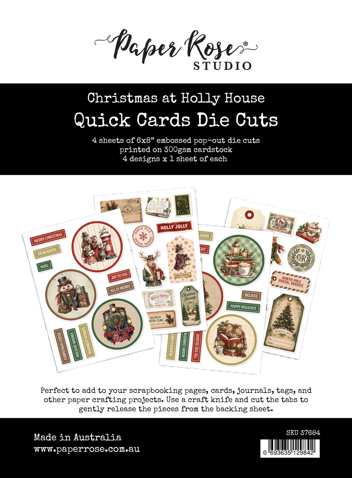 Christmas at Holly House 6x8" Quick Cards Die Cuts 37684
