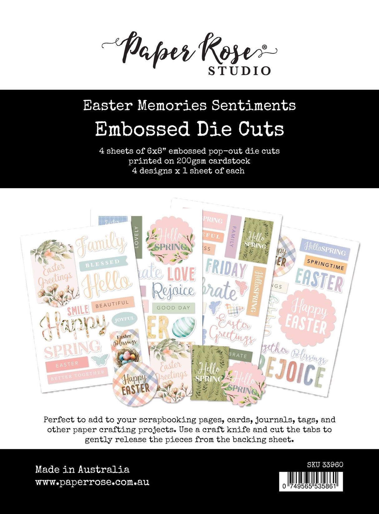 Easter Memories Sentiment Embossed Die Cuts 33960 - Paper Rose Studio