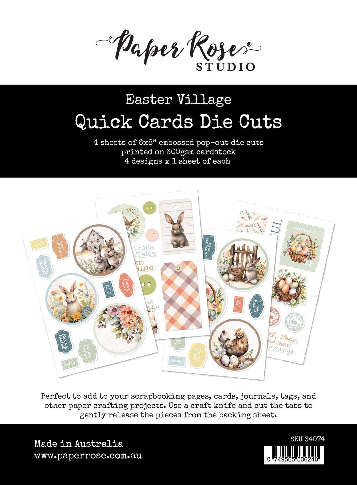 Easter Village 6x8" Quick Cards Die Cuts 34074 - Paper Rose Studio