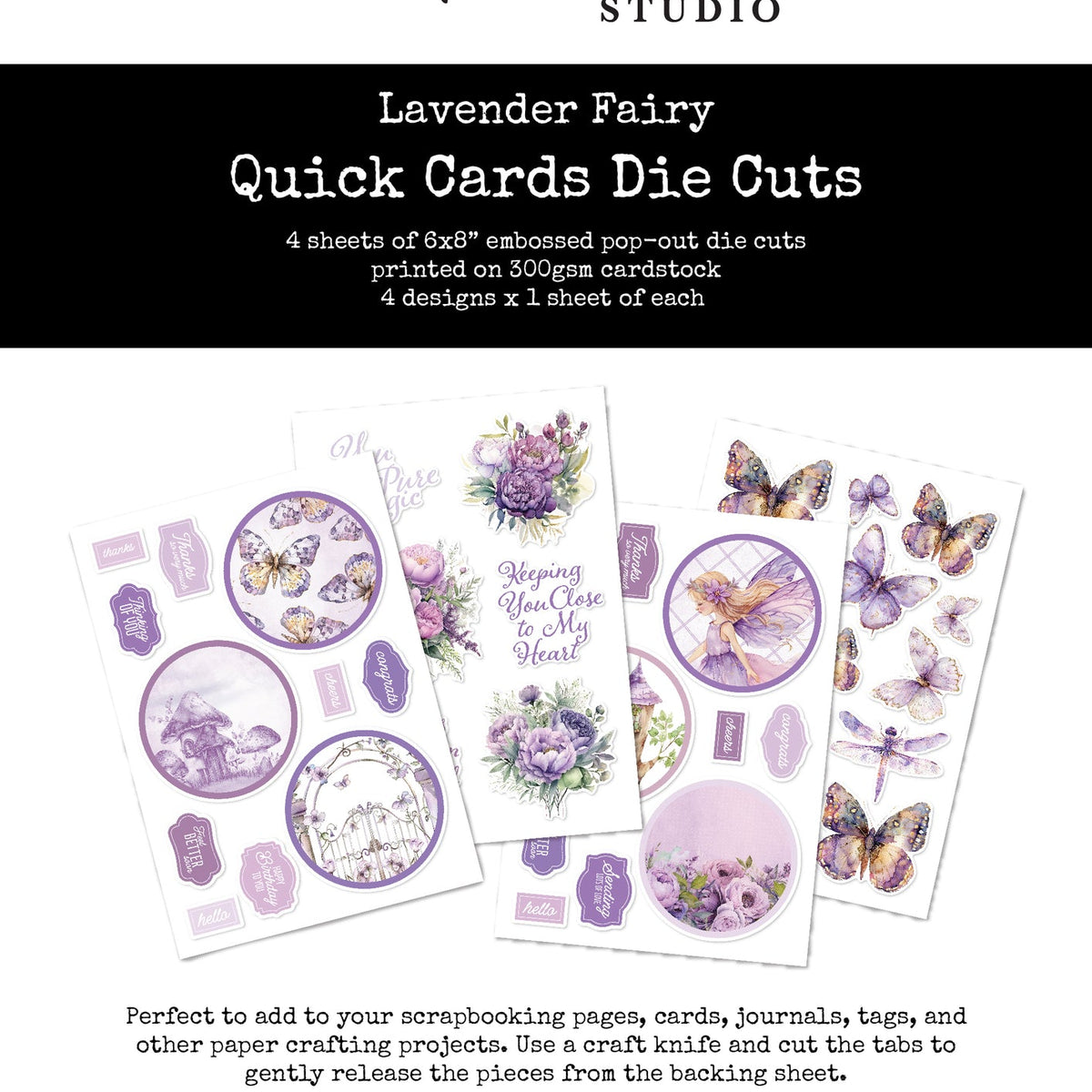 Lavender & Fairies 6x8" Quick Cards Embossed Die Cuts 33720 – Paper ...
