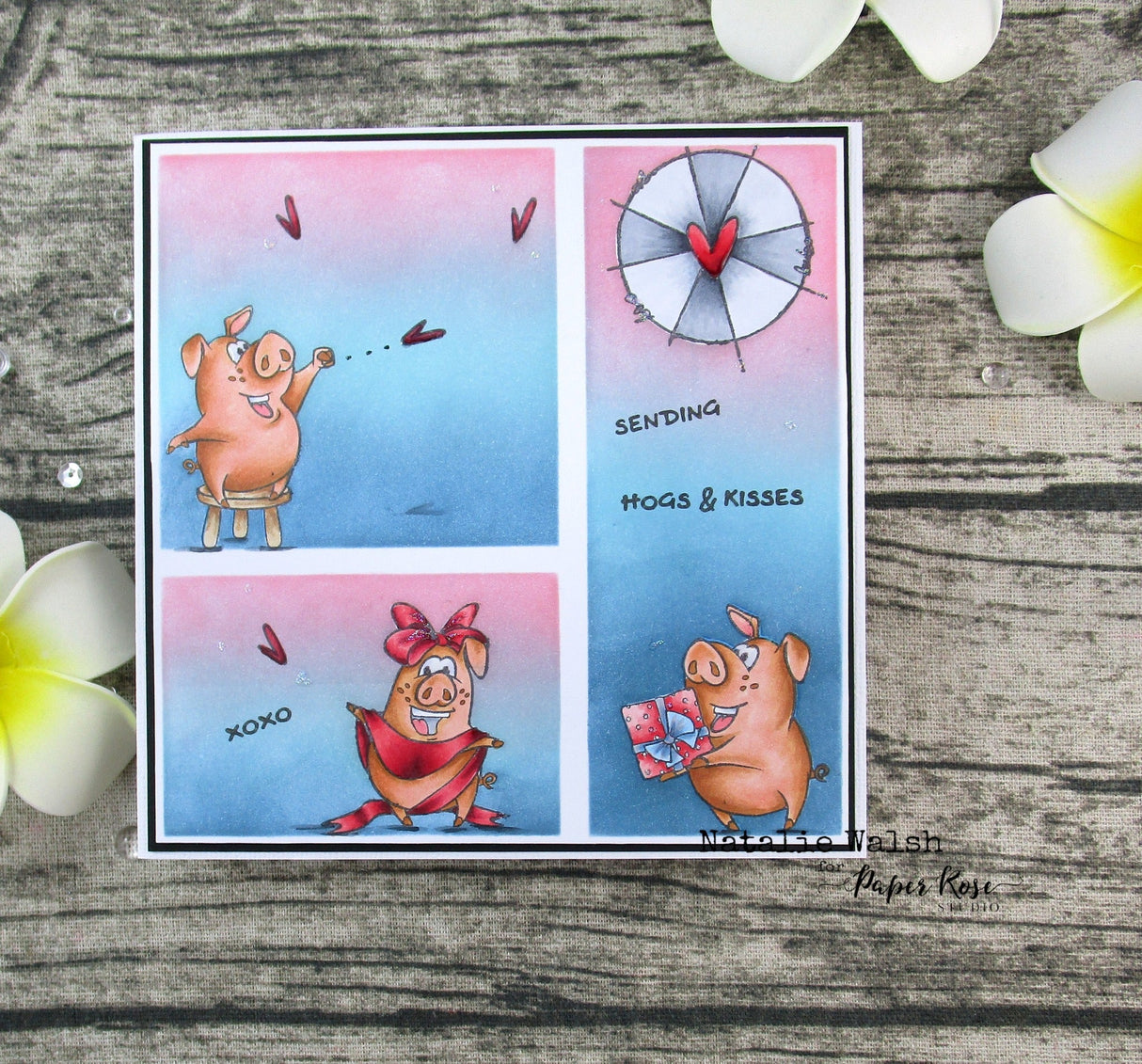 Hogs & Kisses CLEAR STAMP & DIE SET 18630 18631 DISCONTINUED - Paper Rose Studio