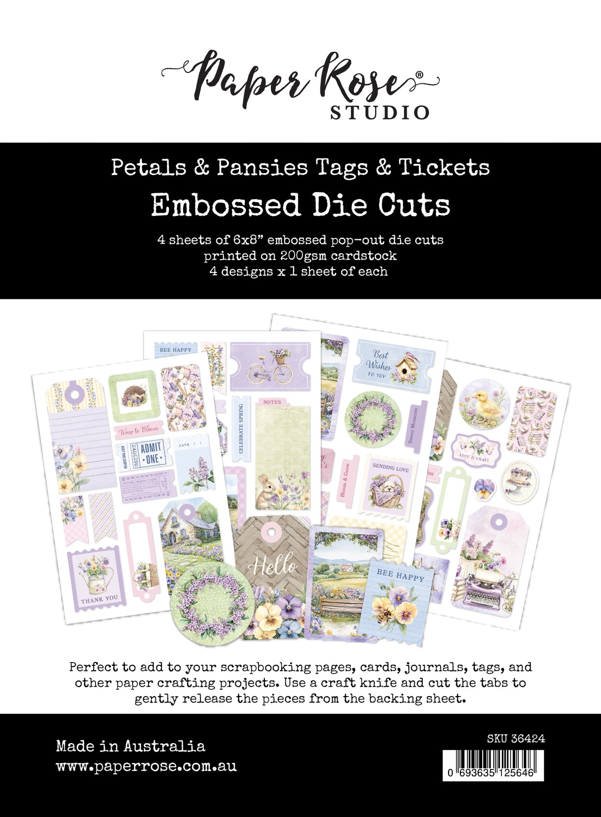 Petals & Pansies 6x8" Tags & Tickets Embossed Die Cuts 36424
