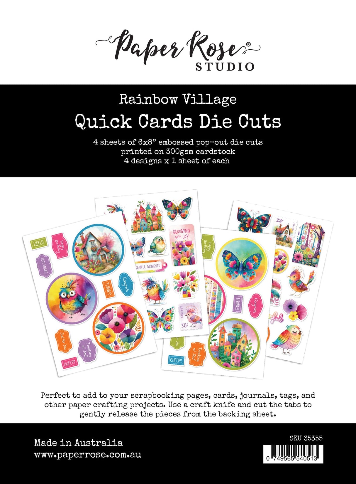Rainbow Village 6x8" Quick Card Die Cuts 35355 - Paper Rose Studio