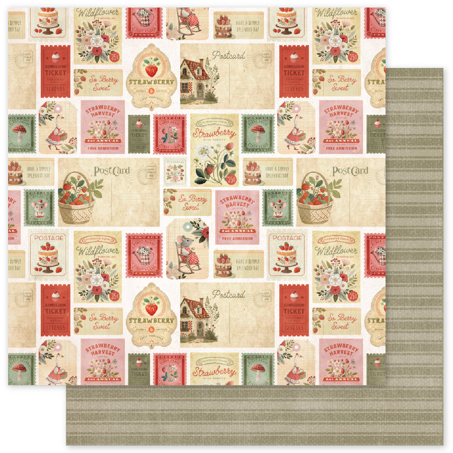 Strawberry Friends F 12x12 Paper (12pc Bulk Pack) 34878 - Paper Rose Studio