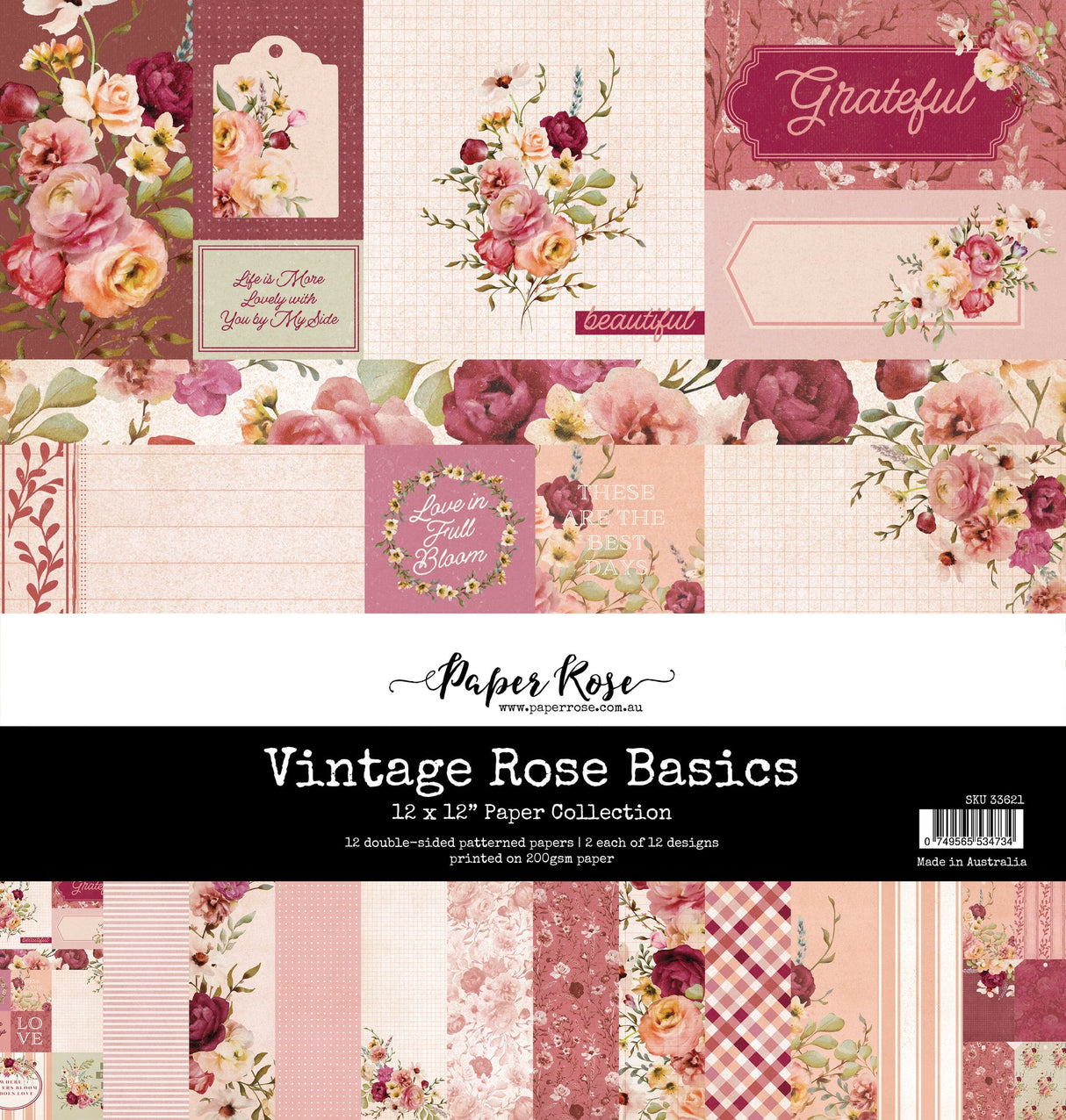 Vintage Rose Basics 12x12 Paper Collection 33621 - Paper Rose Studio