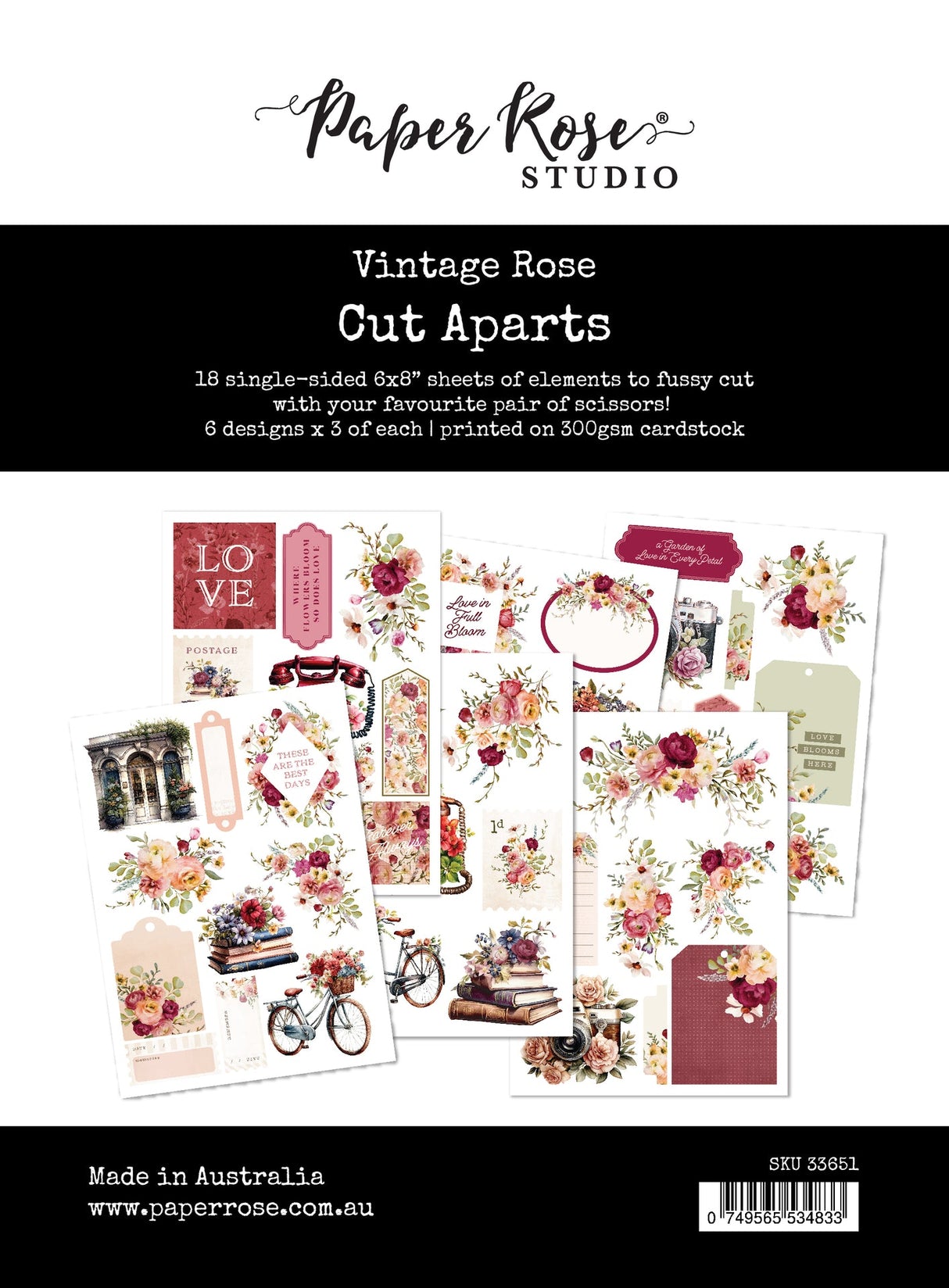 Vintage Rose Cut Aparts Paper Pack 33651 - Paper Rose Studio