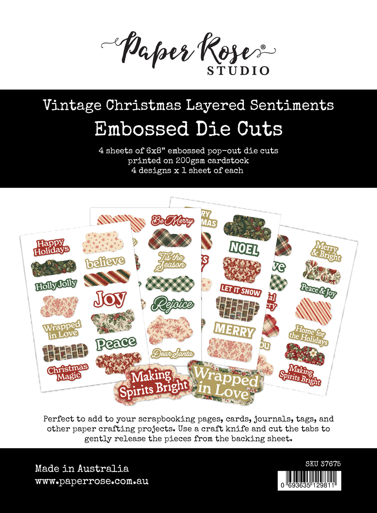 Vintage Christmas 6x8" Layered Sentiments 37675