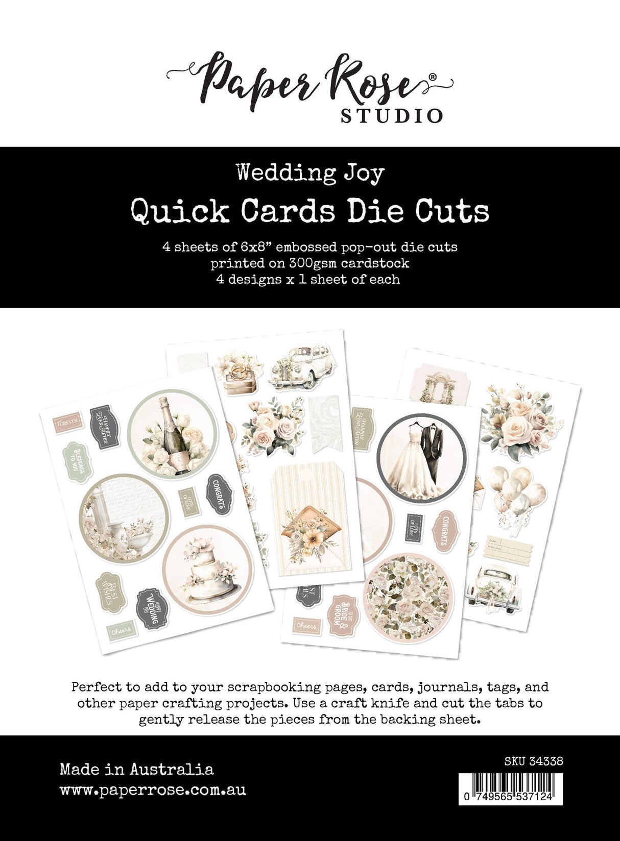 Wedding Joy 6x8" Quick Cards Die Cuts 34338 - Paper Rose Studio