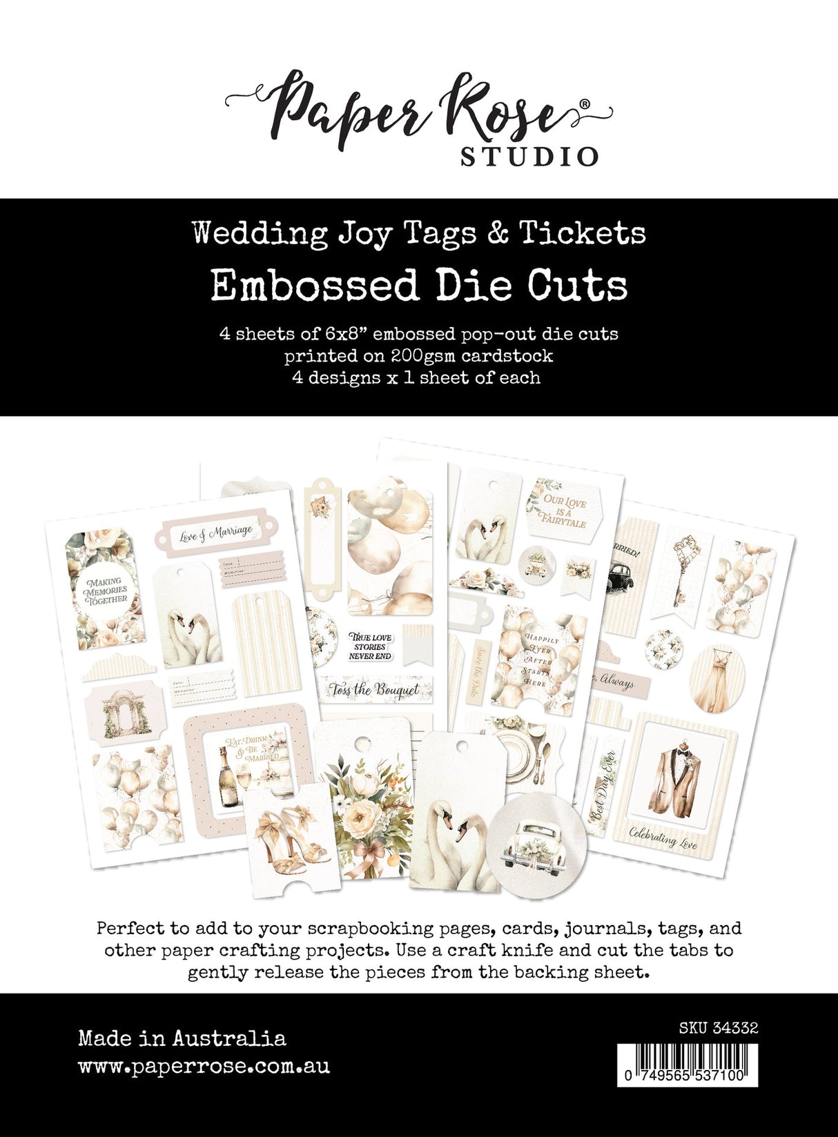 Wedding Joy Tags & Tickets Embossed Die Cuts 34332 - Paper Rose Studio