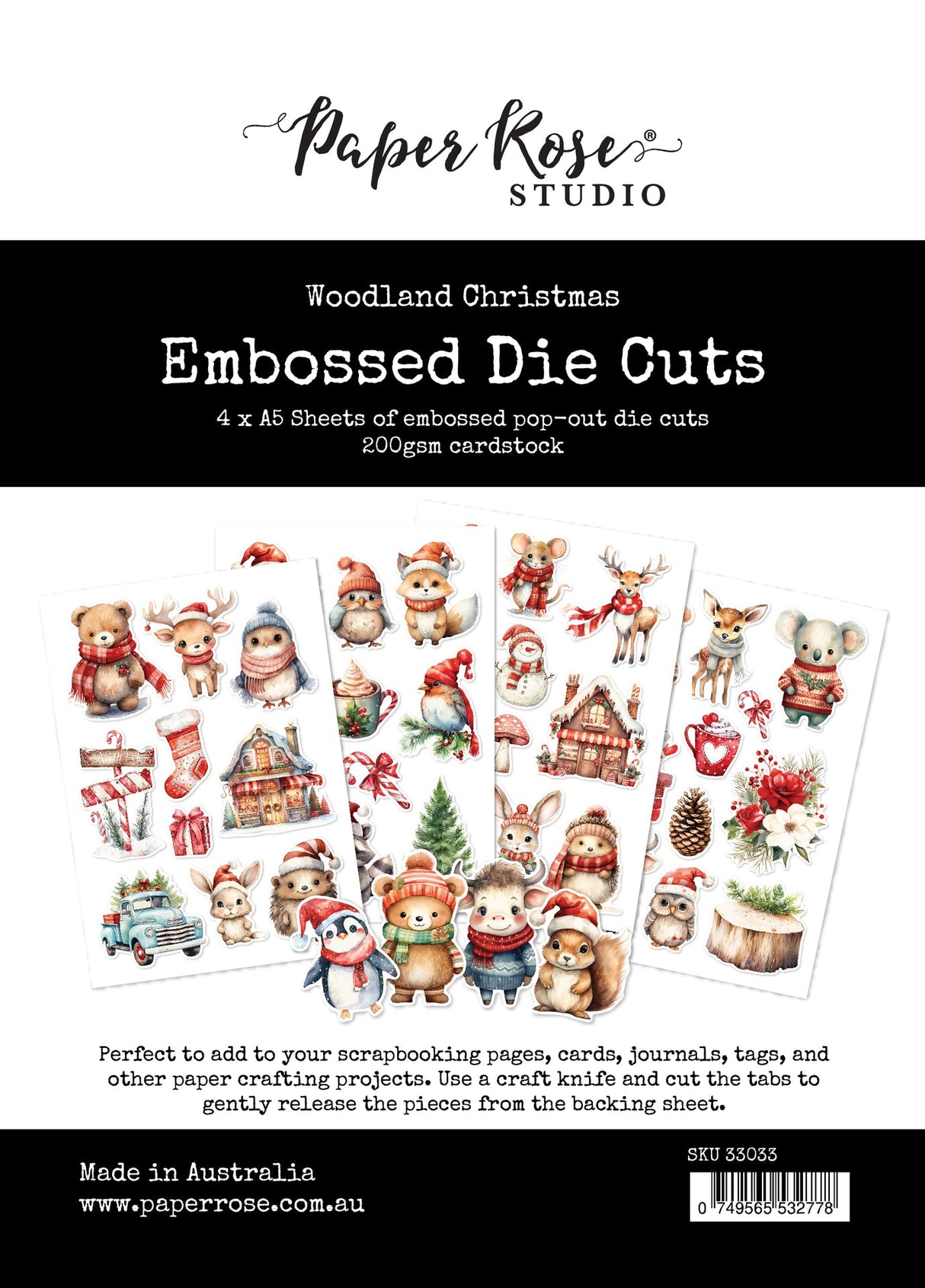 Woodland Christmas Embossed Die Cuts 33033 - Paper Rose Studio