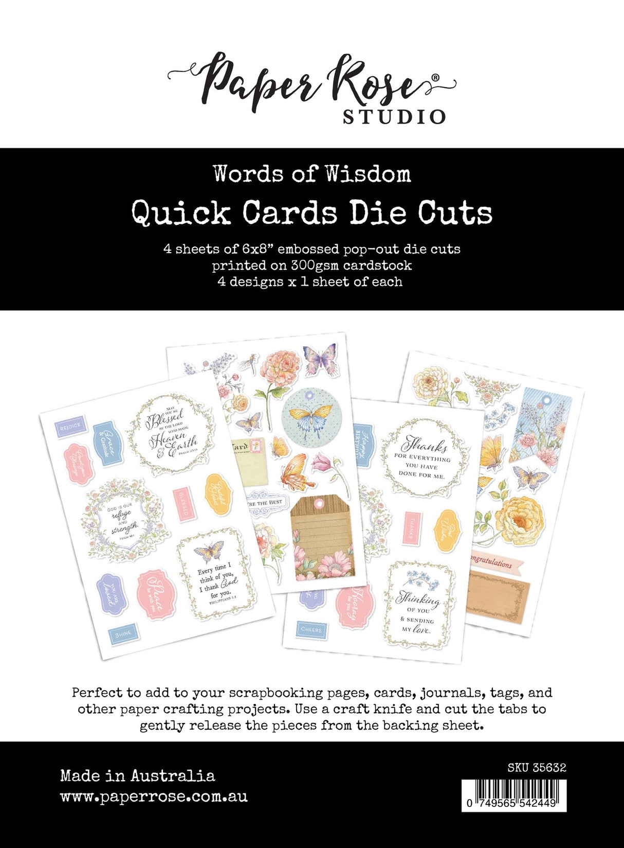 Words of Wisdom 6x8" Quick Cards Die Cuts 35632 - Paper Rose Studio