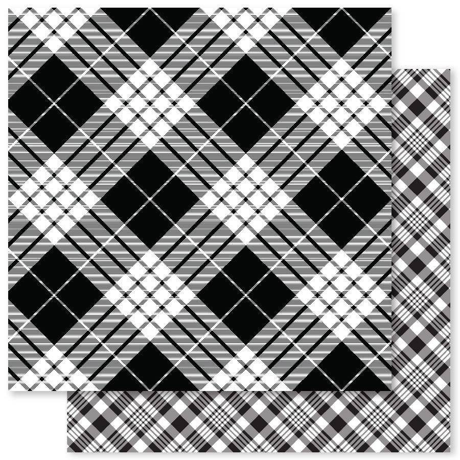 B&W Plaid B 12x12 Paper (12pc Bulk Pack) 20514 - Paper Rose Studio