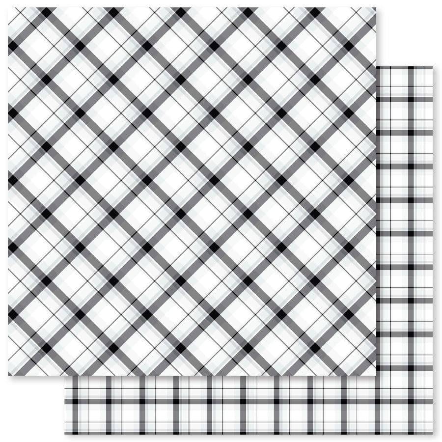 B&W Plaid D 12x12 Paper (12pc Bulk Pack) 20520 - Paper Rose Studio