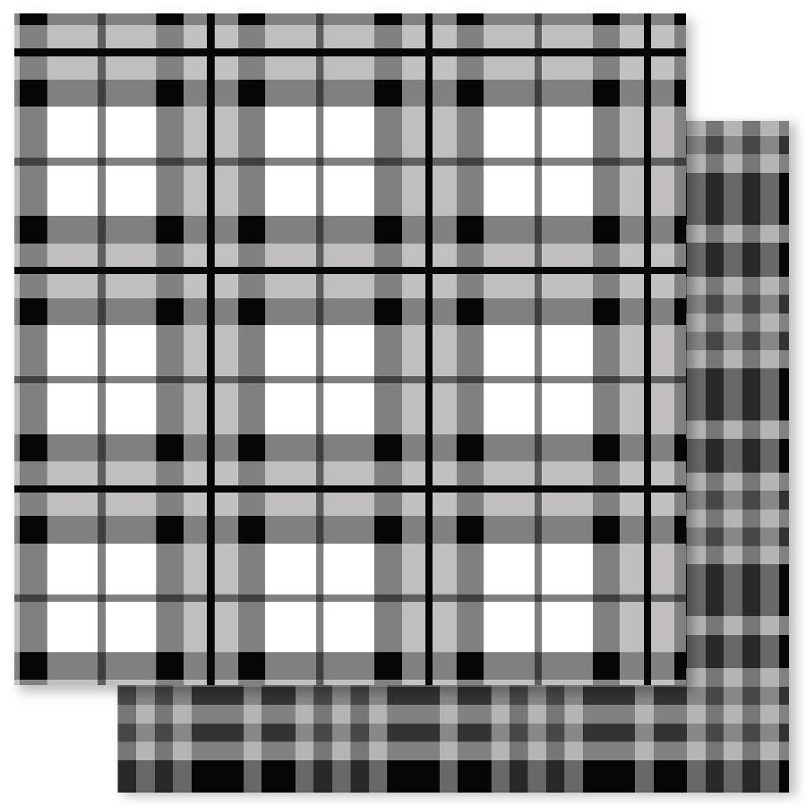 B&W Plaid F 12x12 Paper (12pc Bulk Pack) 20526 - Paper Rose Studio