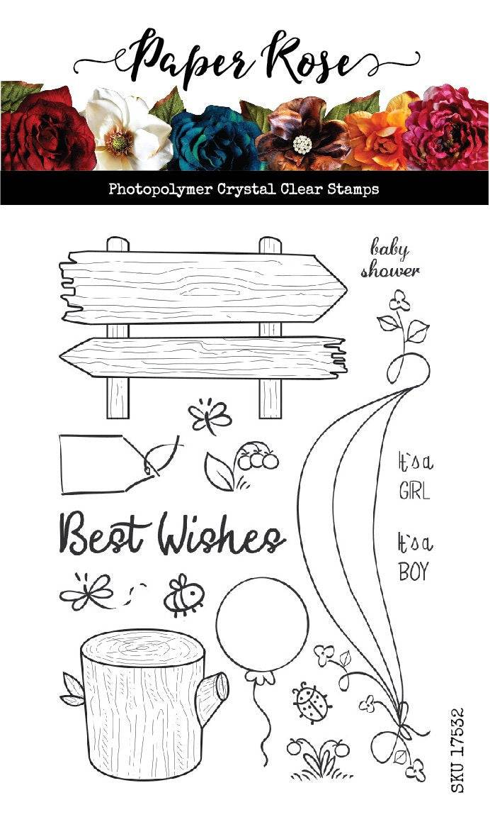 Papercuts Cardmaking Kit - Boho Baby 35095 - Includes 4x6" Clear Stamp & Die Set - Paper Rose Studio