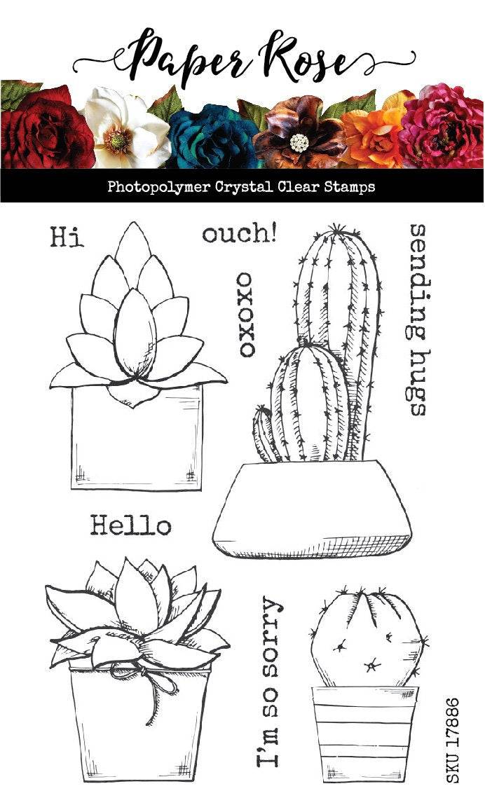Cactus Greetings CLEAR STAMP & METAL DIE SET 17887 17888 DISCONTINUED - Paper Rose Studio