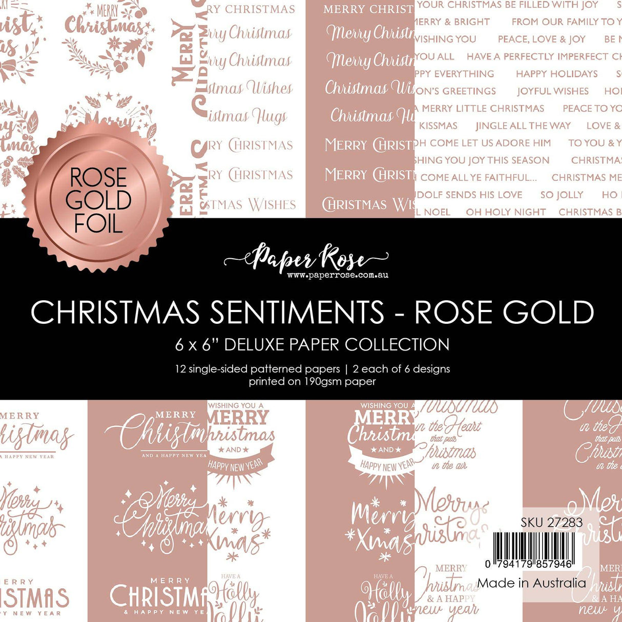 Christmas Sentiments - Rose Gold Foil 6x6 Paper Collection 27283 - Paper Rose Studio