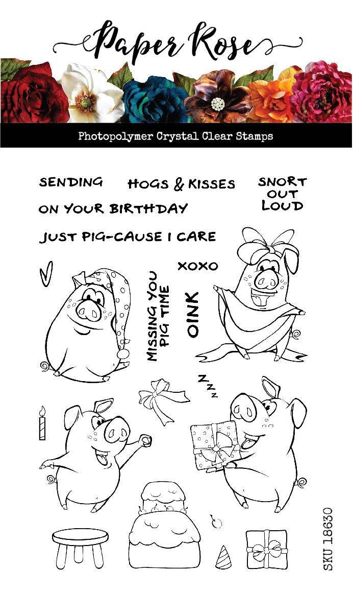 Hogs & Kisses CLEAR STAMP & DIE SET 18630 18631 DISCONTINUED - Paper Rose Studio