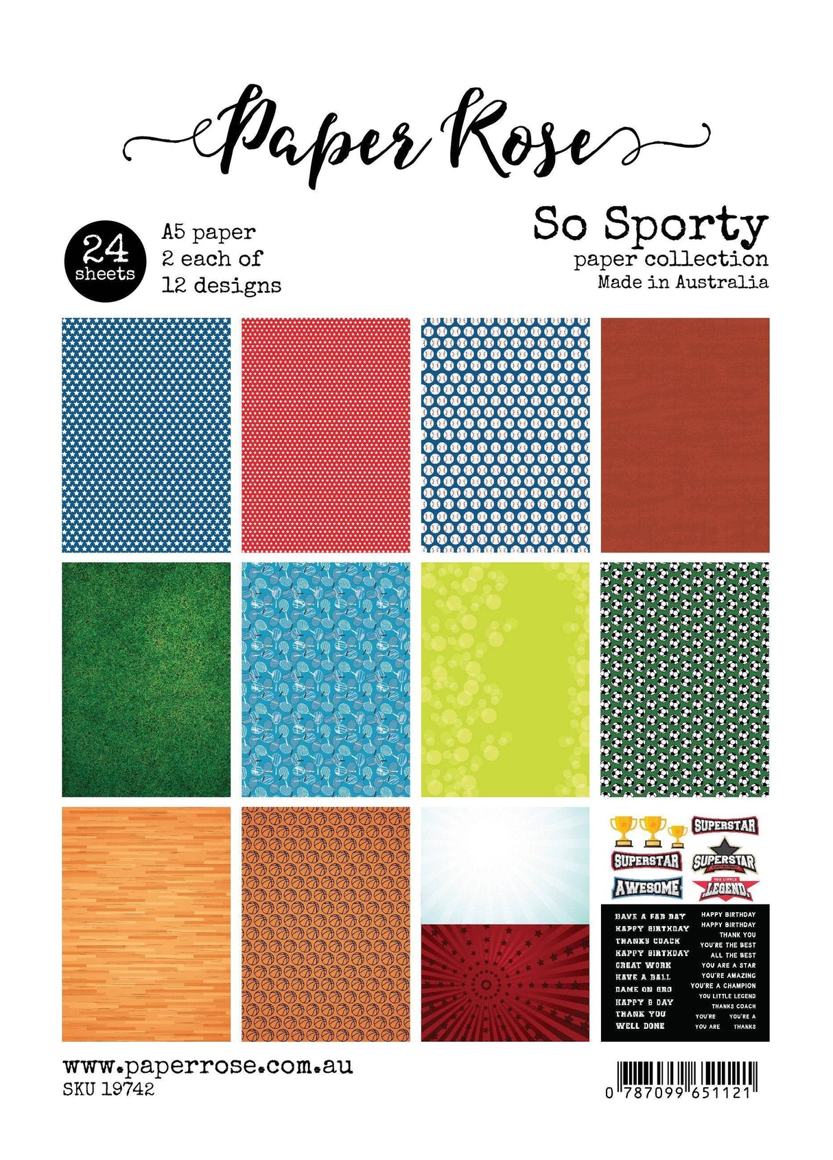 So Sporty A5 24pc Paper Pack 19742 - Paper Rose Studio