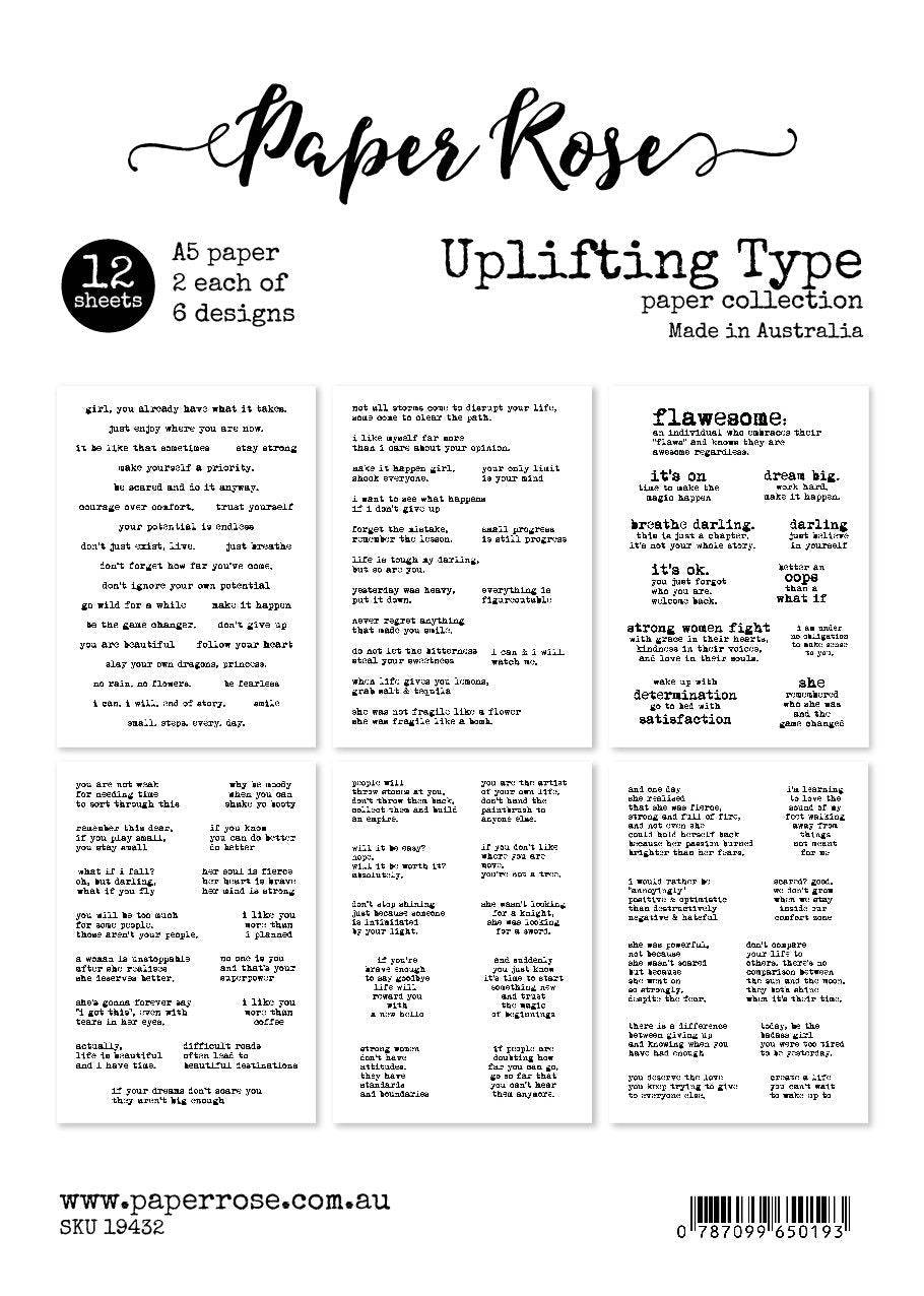 Uplifting Type A5 12pc Sentiment Sheets 19432 - Paper Rose Studio