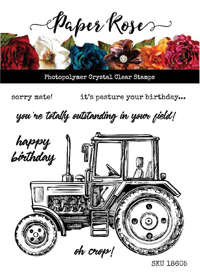 Vintage Tractor 4x4" Clear Stamp Set 18605 - Paper Rose Studio