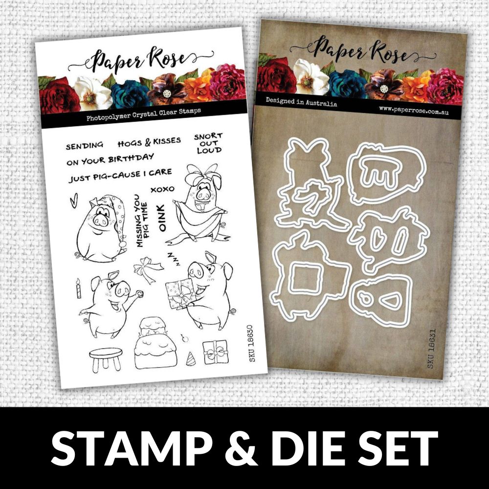 Hogs & Kisses CLEAR STAMP & DIE SET 18630 18631 DISCONTINUED - Paper Rose Studio