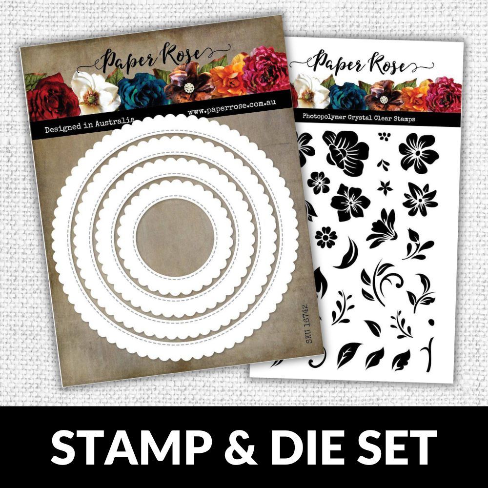 Solid Flowers & Leaves Stamp Set & Circle Frame Bundle 20712 16742 DISCONTINUED - Paper Rose Studio