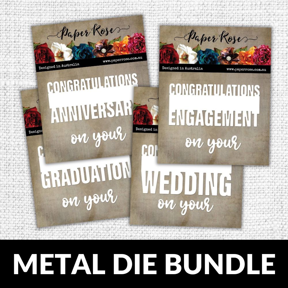 Congratulations on your Anniversary, Engagement, Wedding, Graduation Metal Die Bundle - 28894 28897 28900 28903