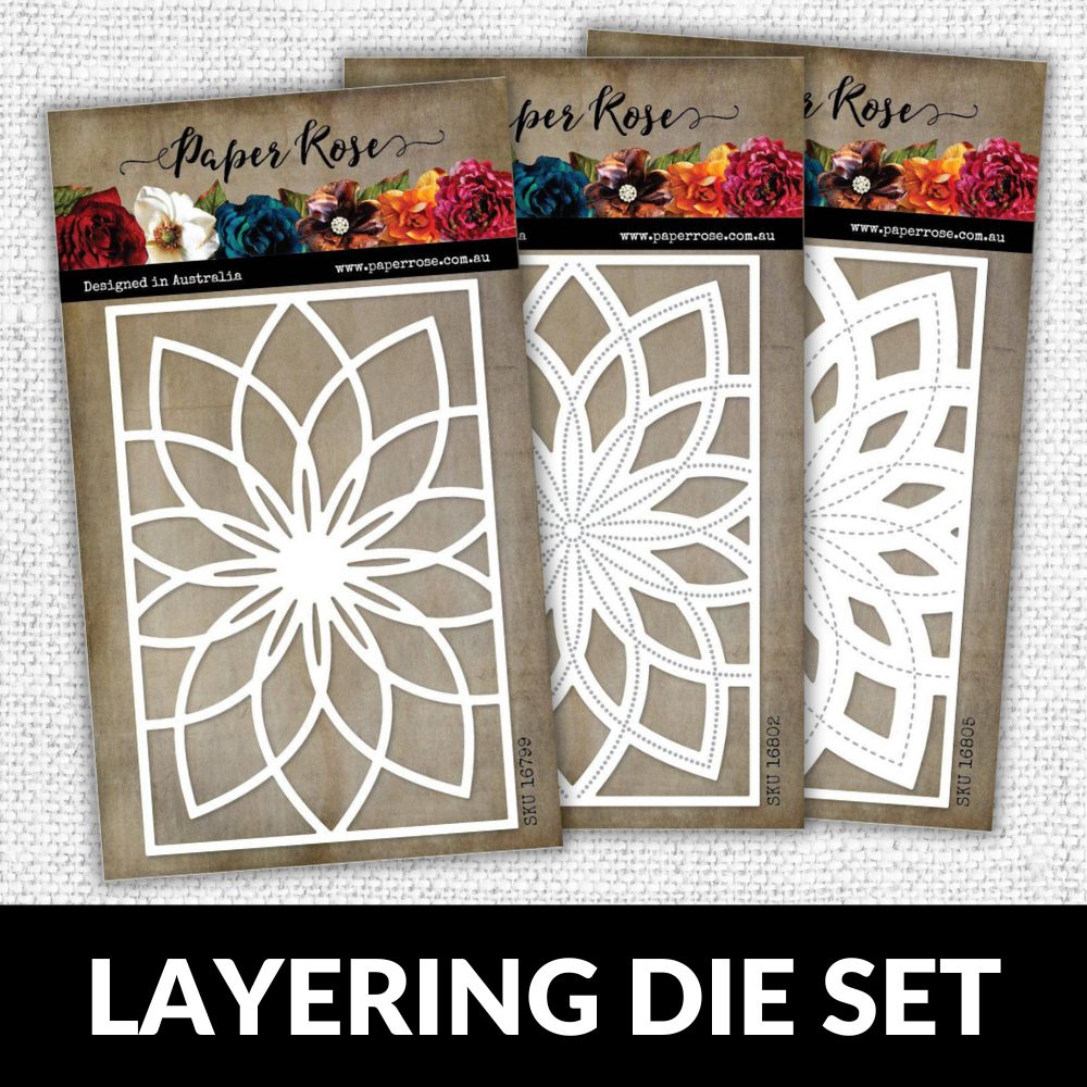 Bloom Layered Background 1, 2 & 3 Metal Cutting Die Set 16799 16802 16805 DISCONTINUED - Paper Rose Studio