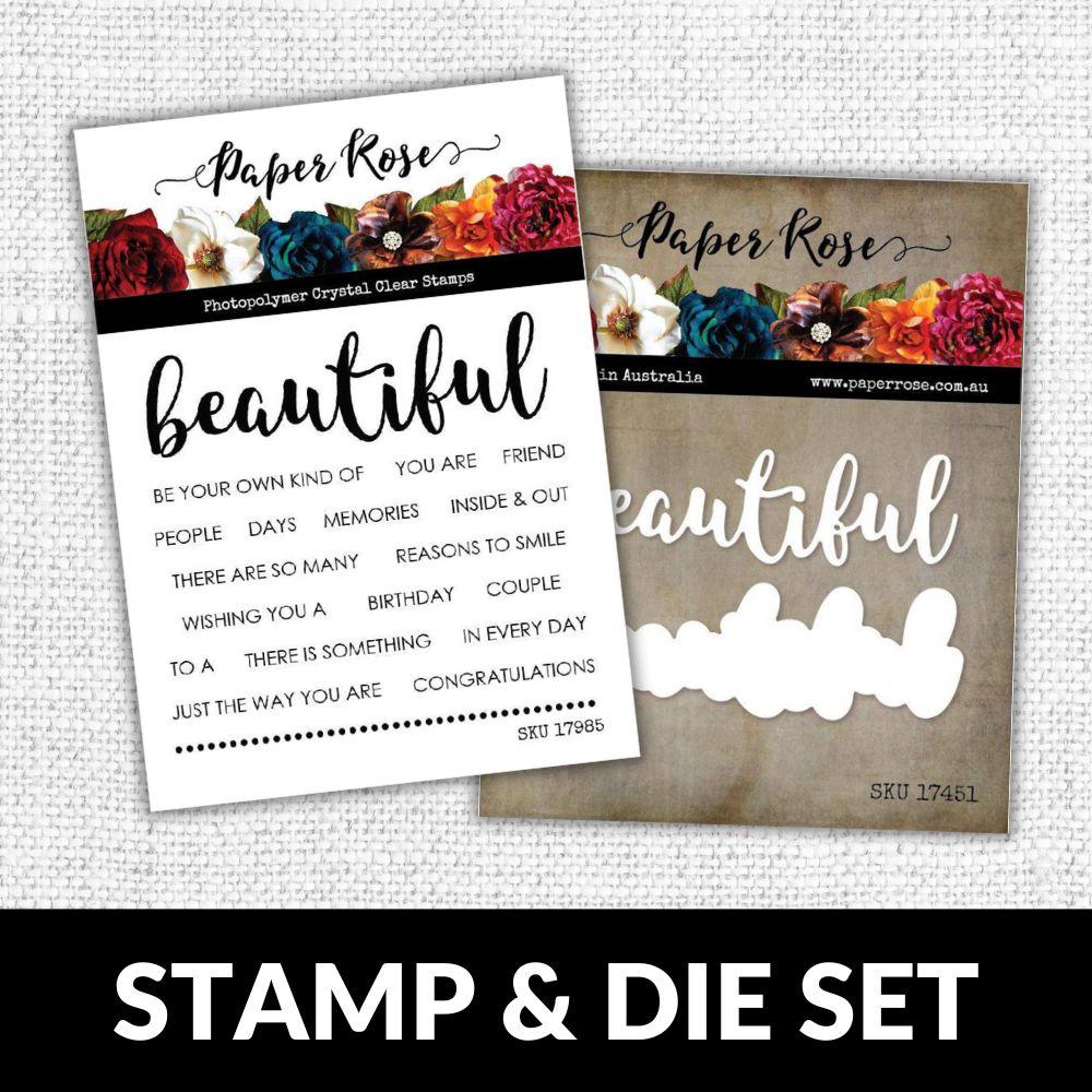 Beautiful Words 4x4 CLEAR STAMP & DIE SET 17985 17451 DISCONTINUED - Paper Rose Studio