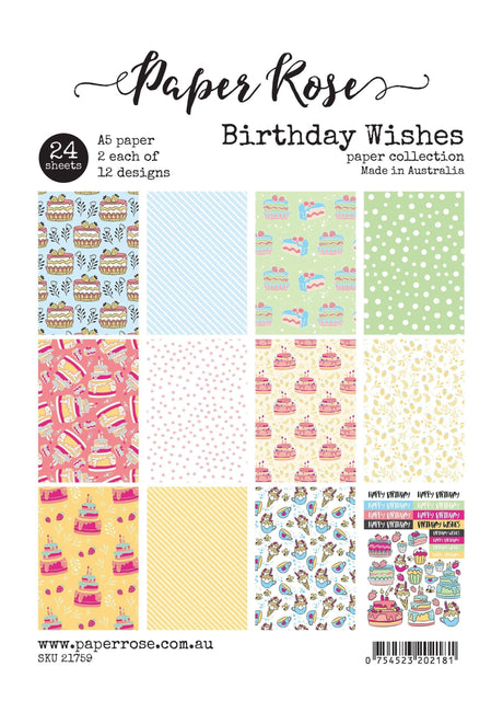 Birthday Wishes A5 24pc Paper Pack 21759 - Paper Rose Studio