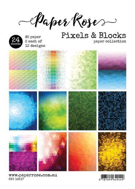 Pixels & Blocks A5 24pc Paper Pack 19217 - Paper Rose Studio