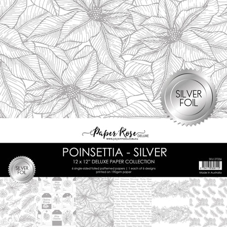 Poinsettia 12x12 Paper Collection 27256 - Silver Foil - Paper Rose Studio