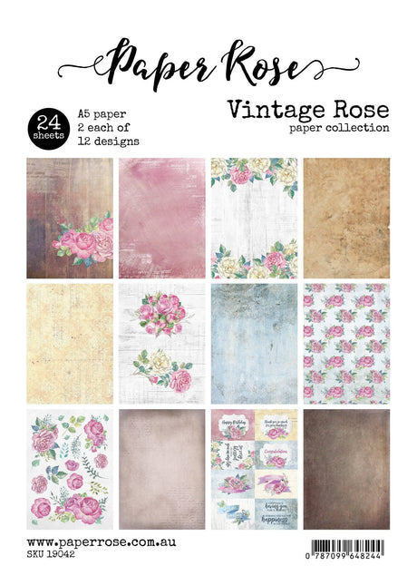 Vintage Rose A5 24pc Paper Pack 19042 - Paper Rose Studio