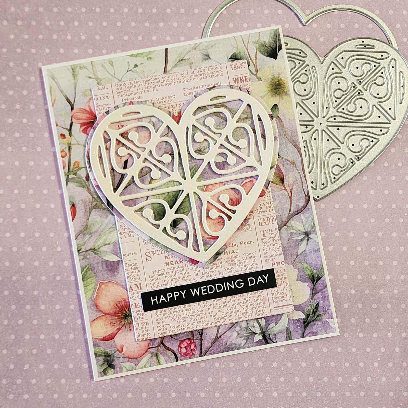 Patterned Heart Wedding Card
