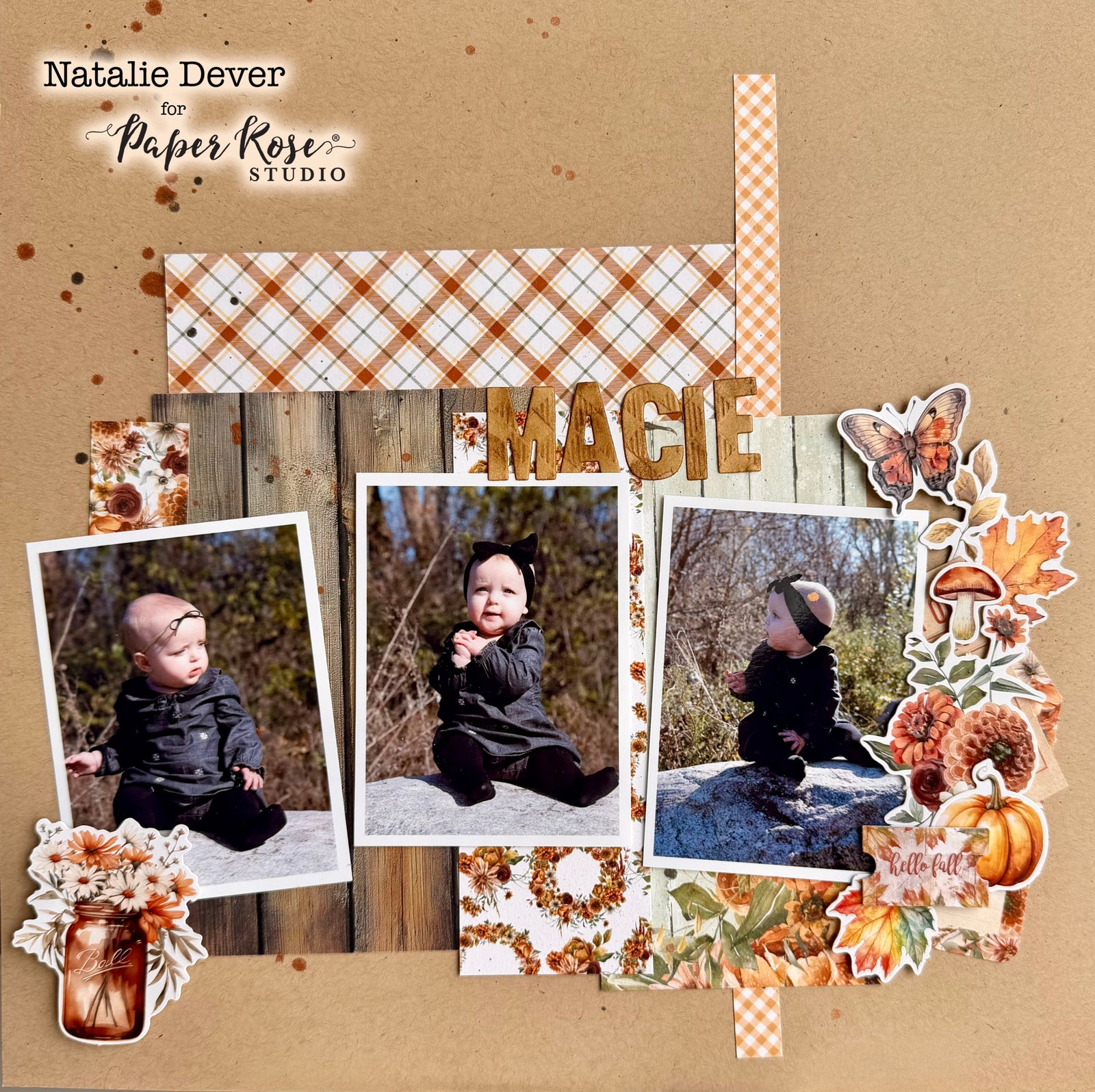 Autumn Florals Scrapbook Layout - Natalie Dever