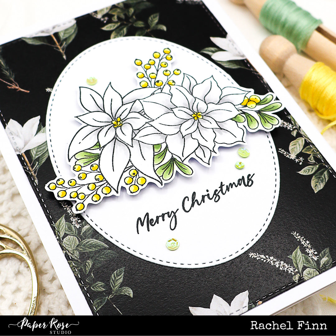 Poinsettia Garden Stamped Cards - Rachel Finn