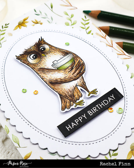 Bailey the Owl Stamped Card - Rachel Finn