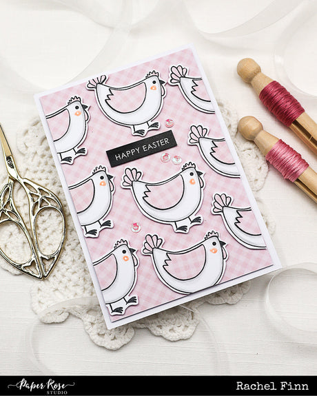 Easter Time Plaids Chicken Card - Rachel Finn