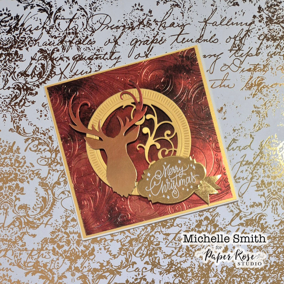Crimson Rose - Gold Deer Card - Michelle Smith