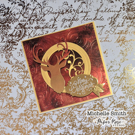 Crimson Rose - Gold Deer Card - Michelle Smith