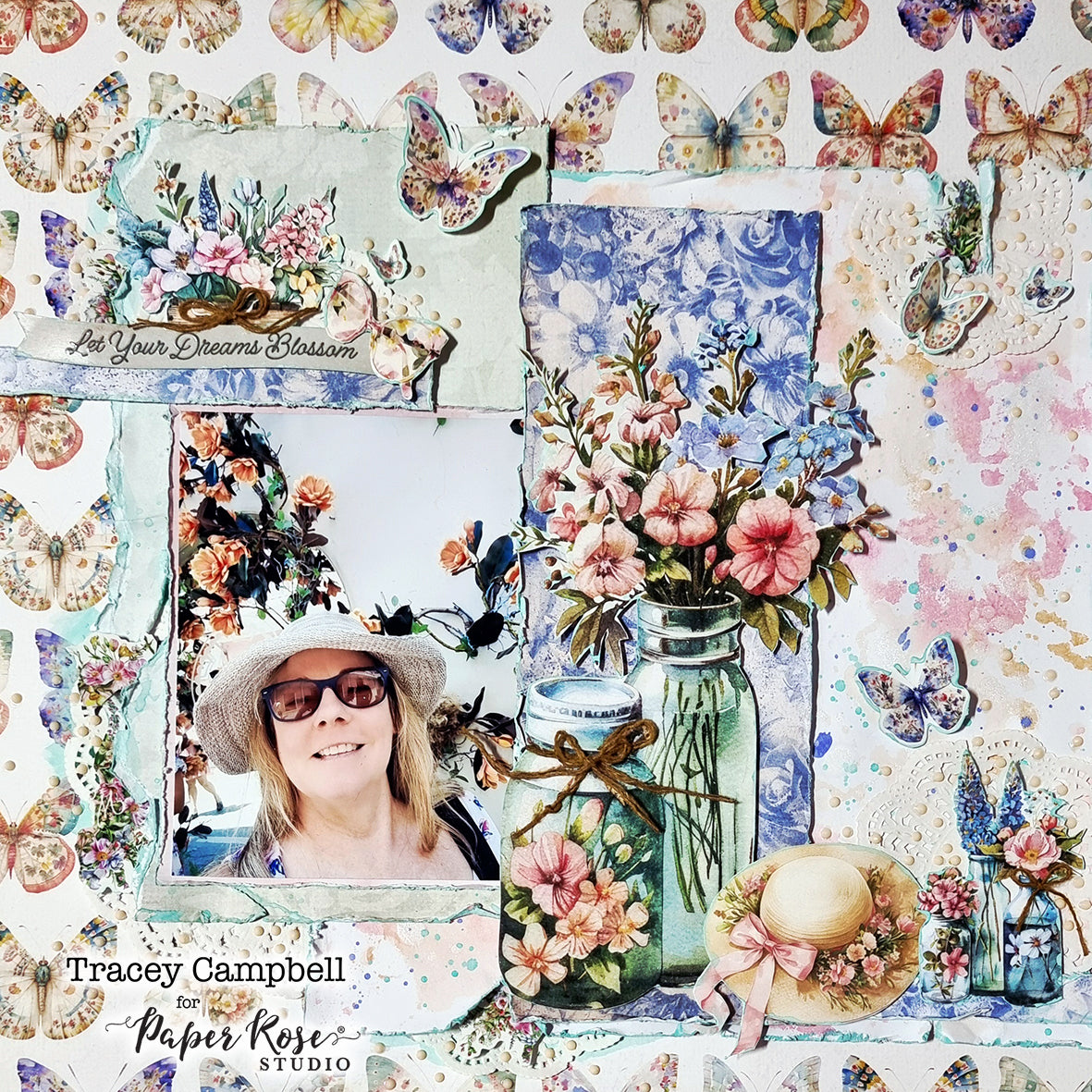 Flower Shoppe Scrapbook Layout - Tracey Campbell