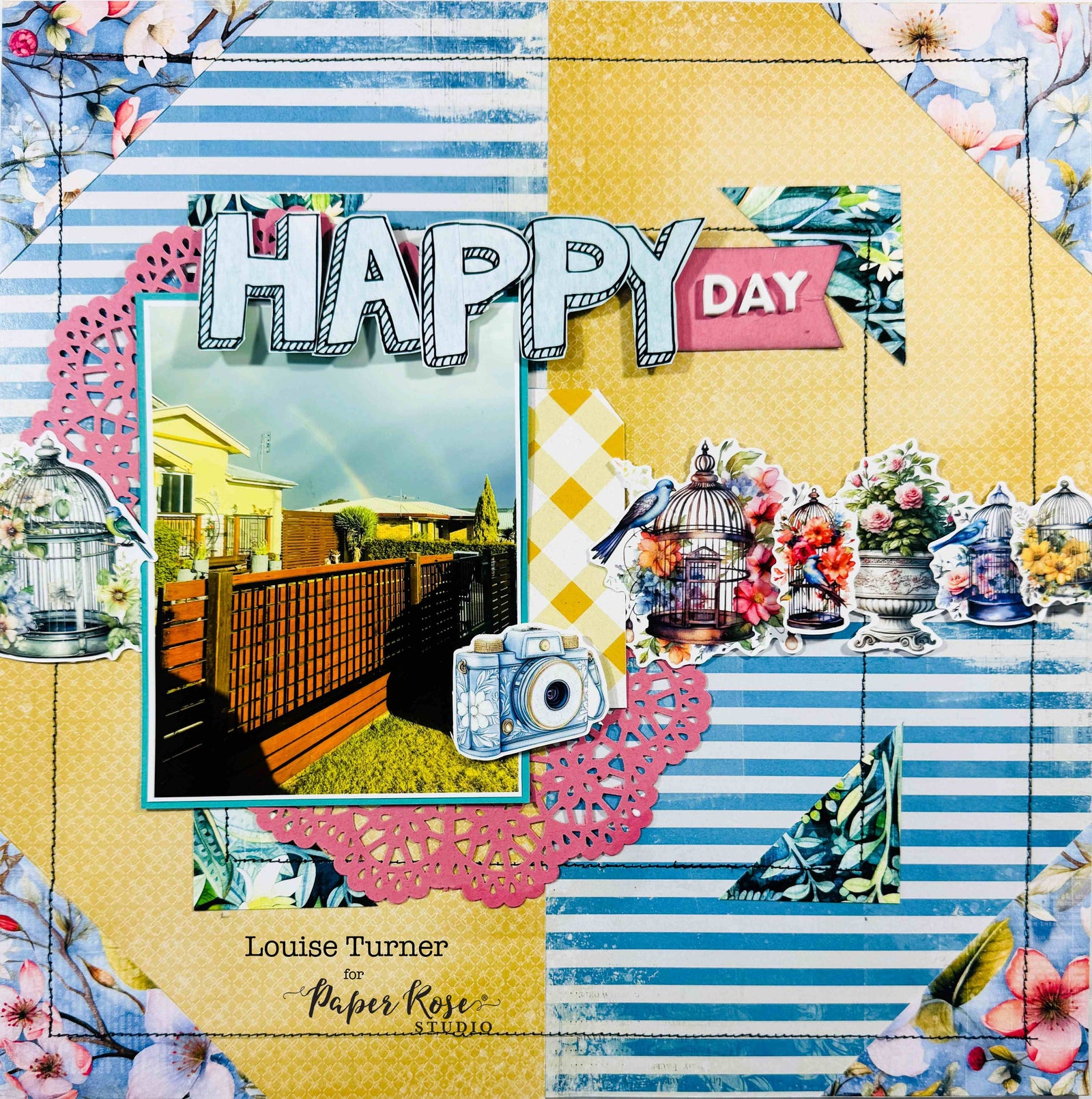 Botanical Blooms Floral Scrapbook Layout - Louise Turner